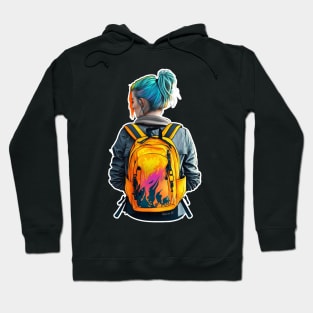 Girl with a backpack design #12 Hoodie